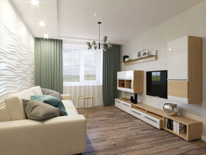 Фото № 1: Дизайн-проект двухкомнатной квартиры 69.0  м² стиль Модернизм для ЖК Петровский