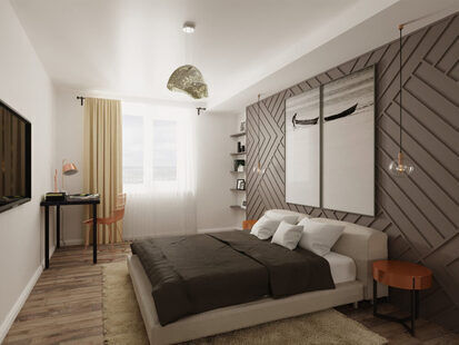 Фото № 4: Дизайн-проект двухкомнатной квартиры 69.0  м² стиль Модернизм для ЖК Петровский