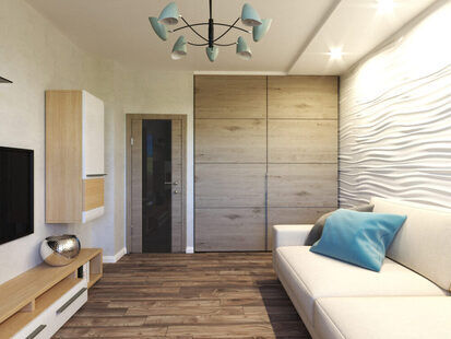 Фото № 2: Дизайн-проект двухкомнатной квартиры 69.0  м² стиль Модернизм для ЖК Петровский