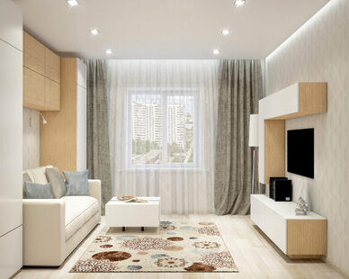 Фото № 6: Дизайн-проект однокомнатной квартиры 38.7  м² стиль Хай-тек для ЖК Лондон