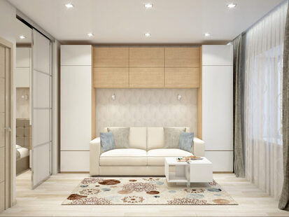 Фото № 4: Дизайн-проект однокомнатной квартиры 38.7  м² стиль Хай-тек для ЖК Лондон