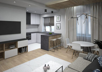 Фото № 1: Дизайн-проект двухкомнатной квартиры 74.5  м² Скандинавский стиль для ЖК Прага