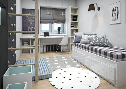 Фото № 3: Дизайн-проект двухкомнатной квартиры 74.5  м² Скандинавский стиль для ЖК Прага