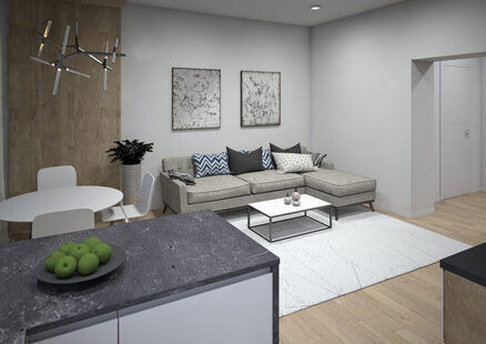 Фото № 6: Дизайн-проект двухкомнатной квартиры 74.5  м² Скандинавский стиль для ЖК Прага