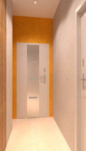 Фото № 1: Дизайн-проект прихожей 8.3  м² стиль Модернизм для ЖК Екатерининский