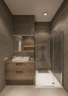 Фото № 1: Дизайн-проект совмещенного санузла 4.1  м² стиль Минимализм для ЖК Екатерининский