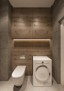 Фото № 2: Дизайн-проект совмещенного санузла 4.1  м² стиль Минимализм для ЖК Екатерининский