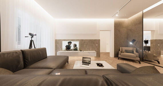 Фото № 1: Дизайн-проект зала 18.8  м² стиль Минимализм для ЖК Екатерининский