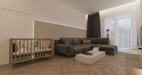 Фото № 2: Дизайн-проект зала 18.8  м² стиль Минимализм для ЖК Екатерининский