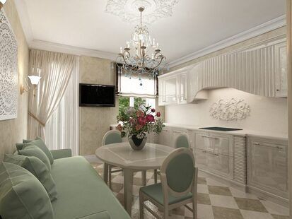 Фото № 1: Дизайн-проект двухкомнатной квартиры 70.0  м² стиль Современная классика для ЖК Токио