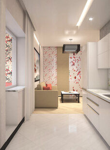 Фото № 4: Дизайн-проект однокомнатной квартиры 36.4  м² стиль Японский для ЖК Токио