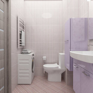 Фото № 1: Дизайн-проект совмещенного санузла 4.2  м² стиль Современная классика для ЖК Мичуринский