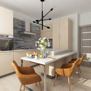 Фото № 1: Дизайн-проект кухни 13.5  м² стиль Современная классика для ЖК Мичуринский