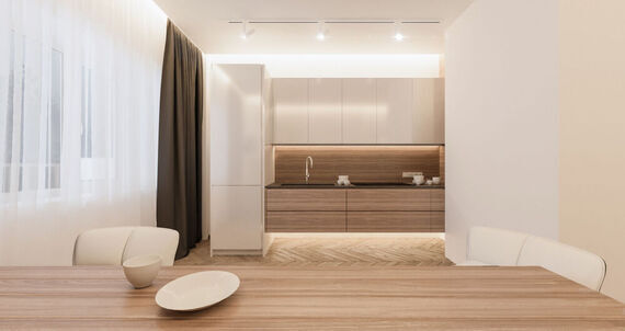 Фото № 4: Дизайн-проект однокомнатной квартиры 50.3  м² стиль Минимализм для ЖК Екатерининский