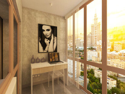 Фото № 1: Дизайн-проект кабинета 6.9  м² стиль Шведский для ЖК Серебряные звоны-2