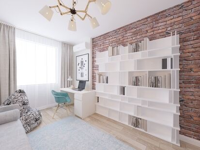 Фото № 1: Дизайн-проект кабинета 12.4  м² стиль Скандинавский для ЖК Фрегат 2