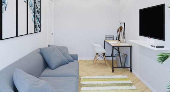 Кабинет: готовый дизайн проект в стиле "Скандинавский". Площадь 15.4 м² - фото №1