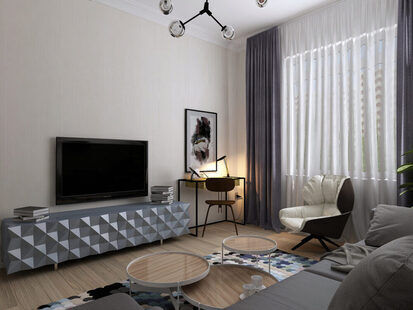 Фото № 1: Дизайн-проект кабинета 14.9  м² стиль Минимализм для ЖК Родной город. Октябрьское поле