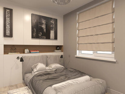 Фото № 1: Дизайн-проект спальни 20.6  м² стиль Скандинавский для ЖК Урожайный