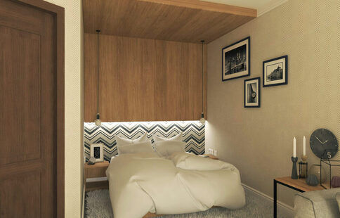 Фото № 1: Дизайн-проект спальни 17.5  м² стиль Скандинавский для ЖК Лазурный