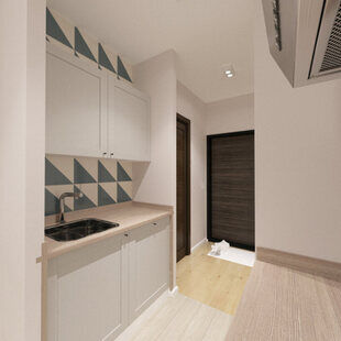 Фото № 3: Дизайн-проект кухни-гостиной 31.5  м² стиль Шведский для ЖК Серебряные звоны-2