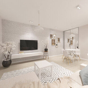 Фото № 2: Дизайн-проект кухни-гостиной 31.5  м² стиль Шведский для ЖК Серебряные звоны-2