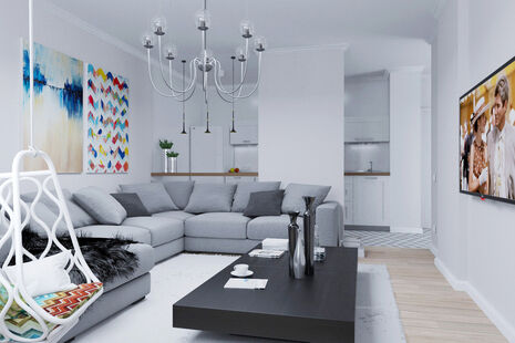 Фото № 1: Дизайн-проект кухни-гостиной 23.5  м² стиль Скандинавский для ЖК Серебряные звоны-2