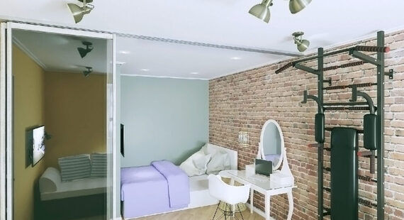 Детская: готовый дизайн проект в стиле "Лофт". Площадь 16.9 м² - фото №3