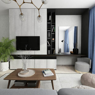 Фото № 1: Дизайн-проект однокомнатной квартиры 40.9  м² стиль Современная классика для ЖК Мичуринский