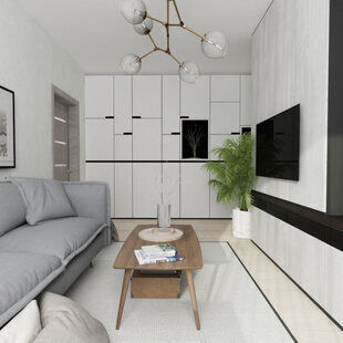 Фото № 5: Дизайн-проект однокомнатной квартиры 40.9  м² стиль Современная классика для ЖК Мичуринский