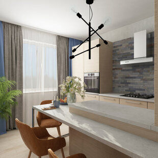 Фото № 3: Дизайн-проект однокомнатной квартиры 40.9  м² стиль Современная классика для ЖК Мичуринский