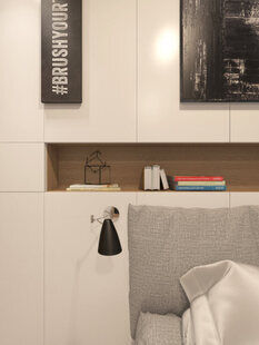 Фото № 2: Дизайн-проект спальни 24.6  м² стиль Модернизм для ЖК Урожайный