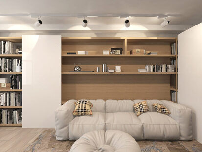 Фото № 2: Дизайн-проект зала 24.6  м² стиль Модернизм для ЖК Урожайный