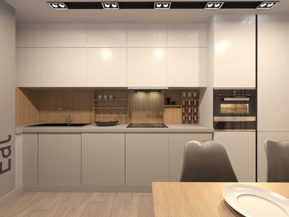 Фото № 3: Дизайн-проект кухни 10.9  м² стиль Модернизм для ЖК Урожайный