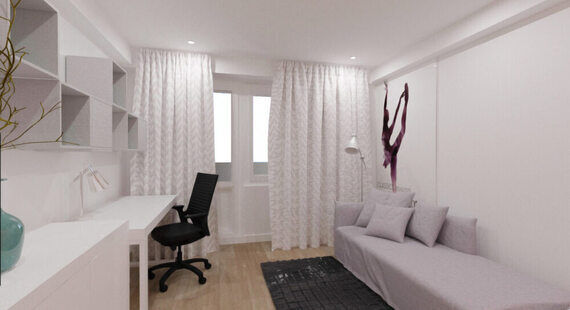 Детская: готовый дизайн проект в стиле "Скандинавский". Площадь 15.4 м² - фото №1