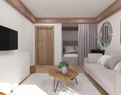 Фото № 3: Дизайн-проект зала 24.6  м² Скандинавский стиль для ЖК Урожайный