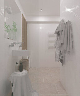 Фото № 2: Дизайн-проект ванной 5.6  м² Скандинавский стиль для ЖК Урожайный