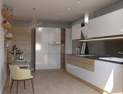 Фото № 2: Дизайн-проект кухни 11.2  м² Скандинавский стиль для ЖК Урожайный