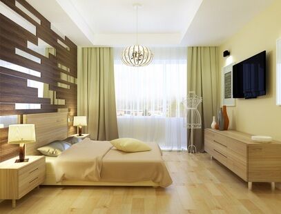 Фото № 1: Дизайн-проект спальни 15.1  м² стиль Модернизм для ЖК Переделкино Ближнее