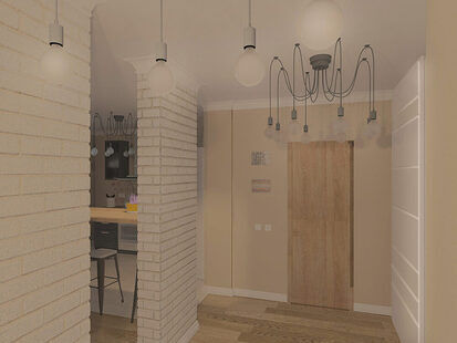 Фото № 2: Дизайн-проект прихожей 9.1  м² Скандинавский стиль для ЖК Вертикаль