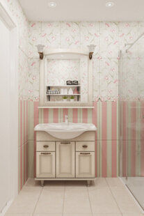 Фото № 1: Дизайн-проект совмещенного санузла 5.2  м² стиль Прованс для ЖК Серебряные звоны-2