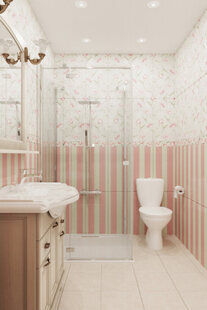 Фото № 3: Дизайн-проект совмещенного санузла 5.2  м² стиль Прованс для ЖК Серебряные звоны-2