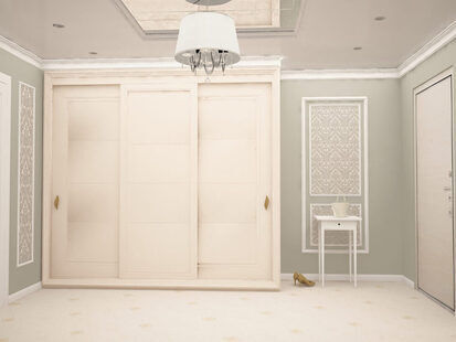 Фото № 1: Дизайн-проект прихожей 16.2  м² стиль Современная классика для ЖК Дом на Окском