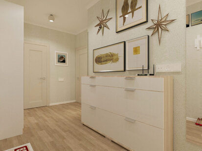 Фото № 2: Дизайн-проект прихожей 12.6  м² стиль Модернизм для ЖК Афродита-2