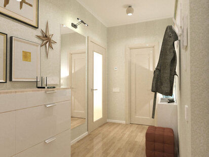 Фото № 3: Дизайн-проект прихожей 12.6  м² стиль Модернизм для ЖК Афродита-2