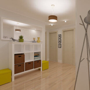 Фото № 1: Дизайн-проект прихожей 12.9  м² Скандинавский стиль для ЖК Авиатор