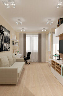 Фото № 3: Дизайн-проект зала 16.2  м² стиль Модернизм для ЖК Фрегат 2