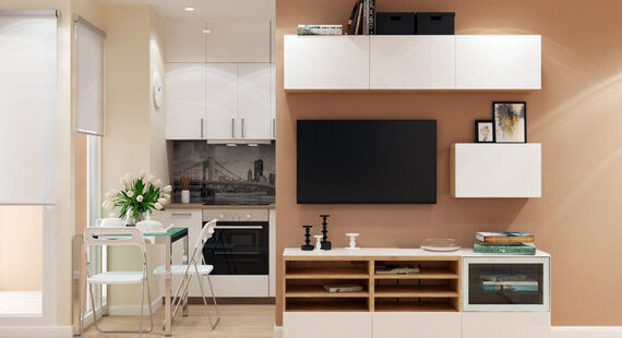 Зал: готовый дизайн проект в стиле "Модернизм". Площадь 16.2 м² - фото №2