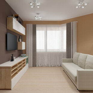 Фото № 3: Дизайн-проект зала 19.5  м² стиль Модернизм для ЖК Фрегат 2