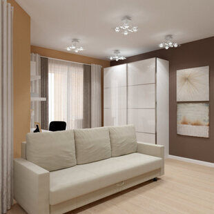 Фото № 2: Дизайн-проект зала 19.5  м² стиль Модернизм для ЖК Фрегат 2